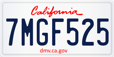CA license plate 7MGF525