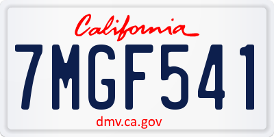 CA license plate 7MGF541