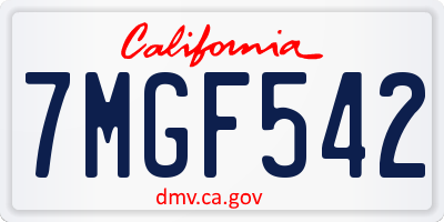 CA license plate 7MGF542