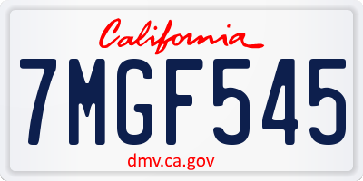 CA license plate 7MGF545