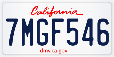 CA license plate 7MGF546