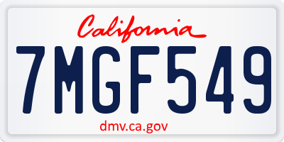 CA license plate 7MGF549