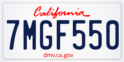 CA license plate 7MGF550