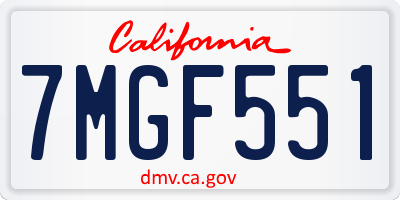 CA license plate 7MGF551