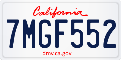 CA license plate 7MGF552