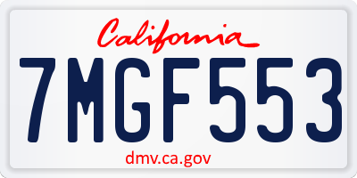 CA license plate 7MGF553