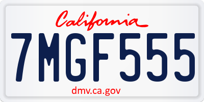 CA license plate 7MGF555