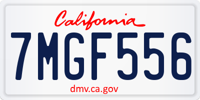 CA license plate 7MGF556