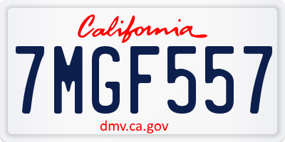 CA license plate 7MGF557