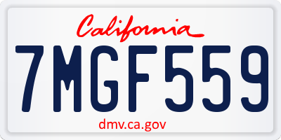 CA license plate 7MGF559