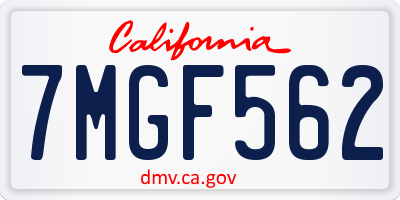 CA license plate 7MGF562
