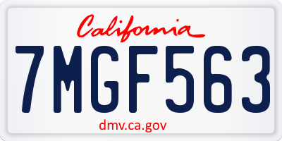 CA license plate 7MGF563