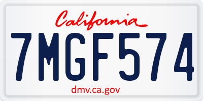 CA license plate 7MGF574
