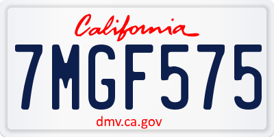 CA license plate 7MGF575