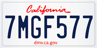 CA license plate 7MGF577
