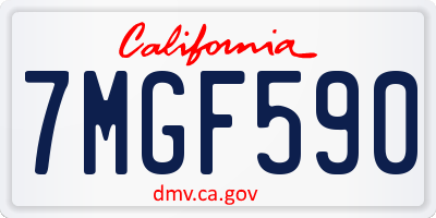 CA license plate 7MGF590