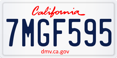 CA license plate 7MGF595