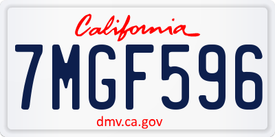 CA license plate 7MGF596