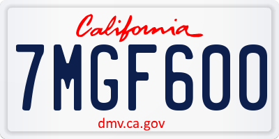 CA license plate 7MGF600