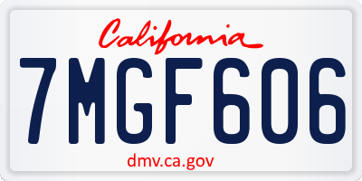 CA license plate 7MGF606