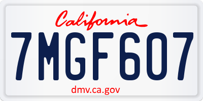 CA license plate 7MGF607