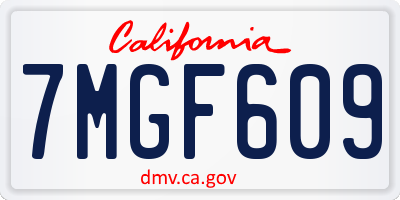 CA license plate 7MGF609