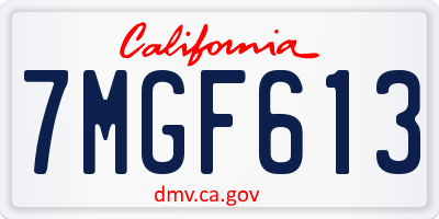 CA license plate 7MGF613