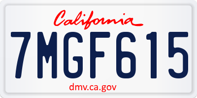 CA license plate 7MGF615