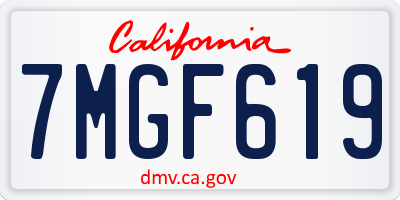 CA license plate 7MGF619