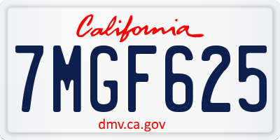 CA license plate 7MGF625