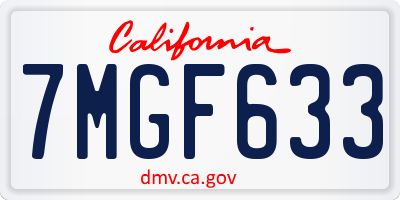 CA license plate 7MGF633