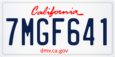 CA license plate 7MGF641