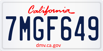 CA license plate 7MGF649