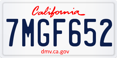 CA license plate 7MGF652