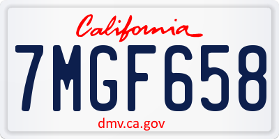 CA license plate 7MGF658