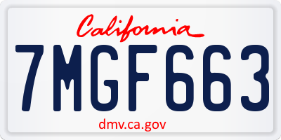 CA license plate 7MGF663