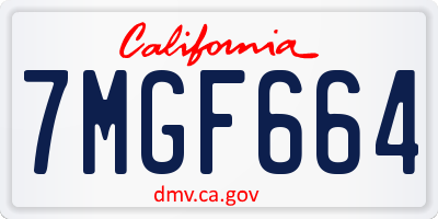 CA license plate 7MGF664