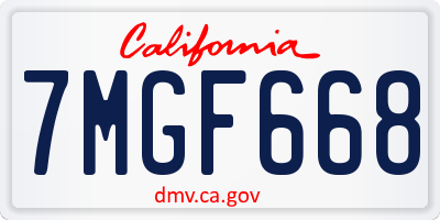CA license plate 7MGF668