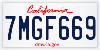 CA license plate 7MGF669