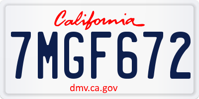CA license plate 7MGF672