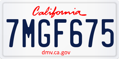 CA license plate 7MGF675