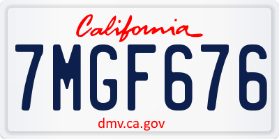 CA license plate 7MGF676