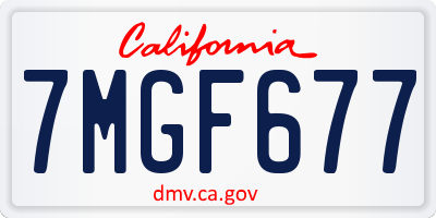 CA license plate 7MGF677