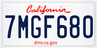 CA license plate 7MGF680