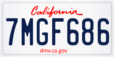 CA license plate 7MGF686