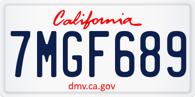 CA license plate 7MGF689