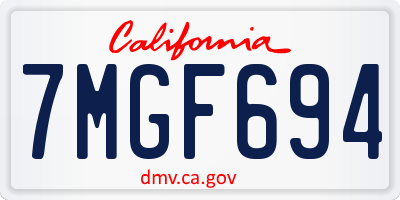 CA license plate 7MGF694