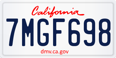 CA license plate 7MGF698
