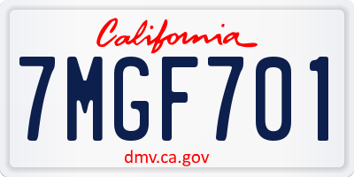 CA license plate 7MGF701