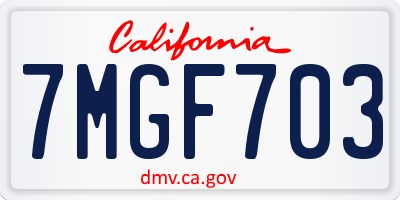 CA license plate 7MGF703